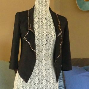 Black Cropped Blazer with stud detail